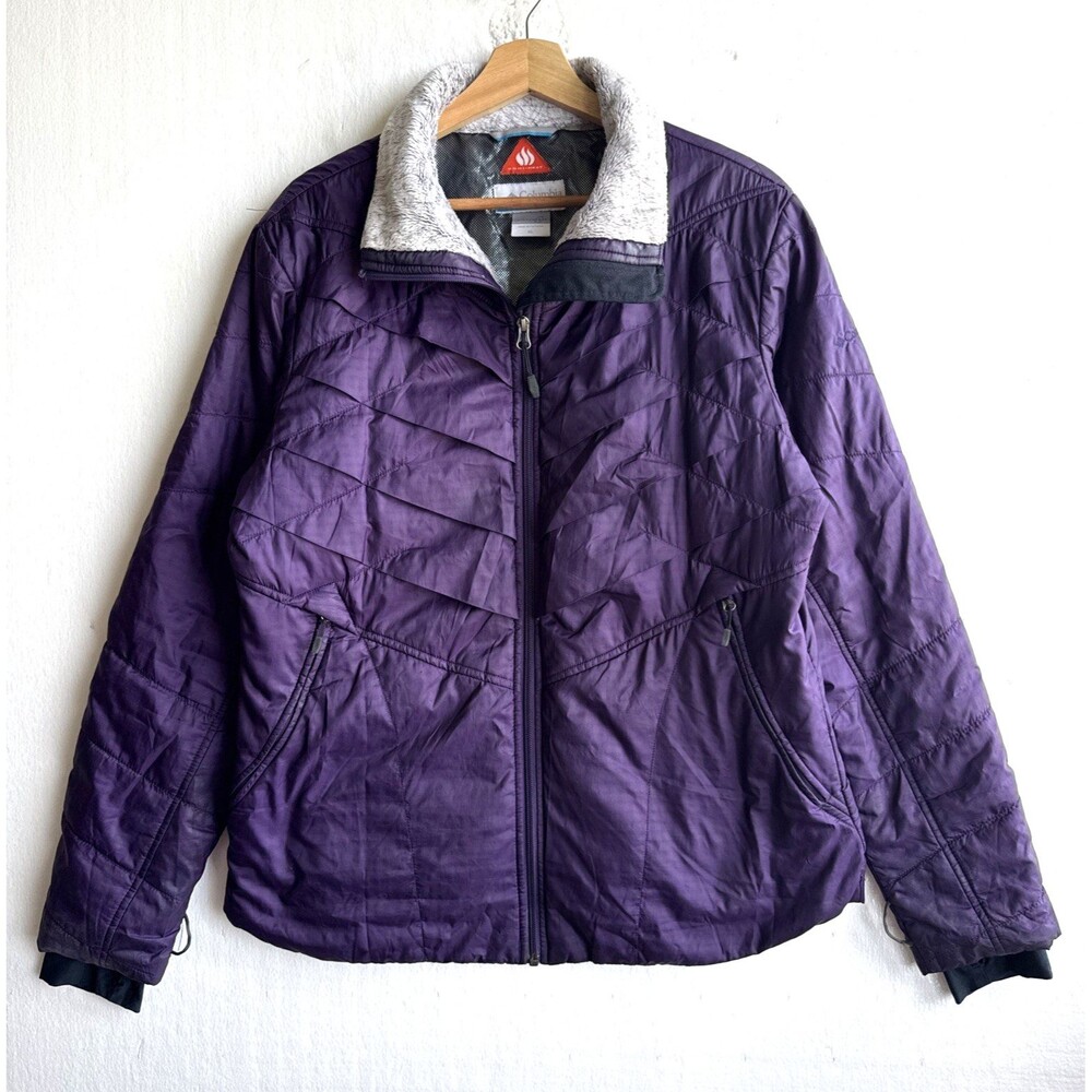 Columbia Kaleidaslope II Jacket Womens XL Purple Omni-Heat Quilted Puffer Liner